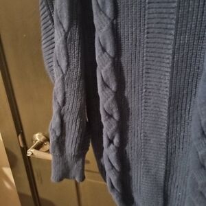 Cozy Blue Cable Knit Turtleneck Sweater Dress